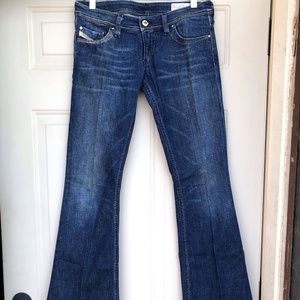 Diesel Womens Blue Lowky B.C. Low Rise Stretch Jeans Size 27 X 30 Wide Leg